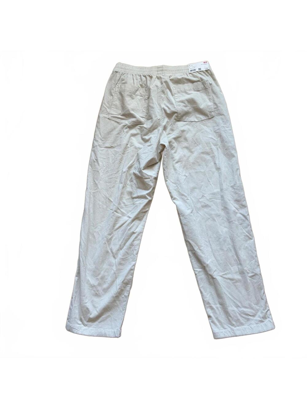 Uniqlo Corduroy Easy Pants Off White Tapered Comfort Stretch Men's Medium NWT